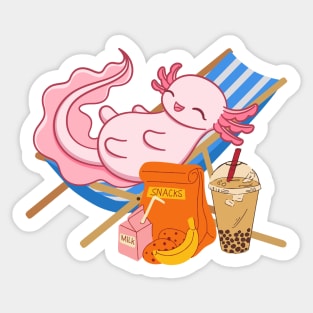 Sweet chilling Axolotl Mexican walking fish Sticker